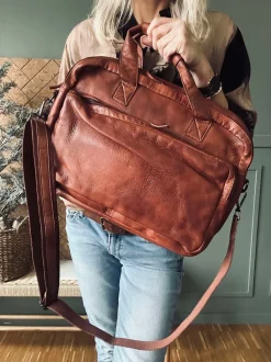 VIAMAJA Computertasker|Læder Tasker<Arbejdstaske - Cognac Cow leather