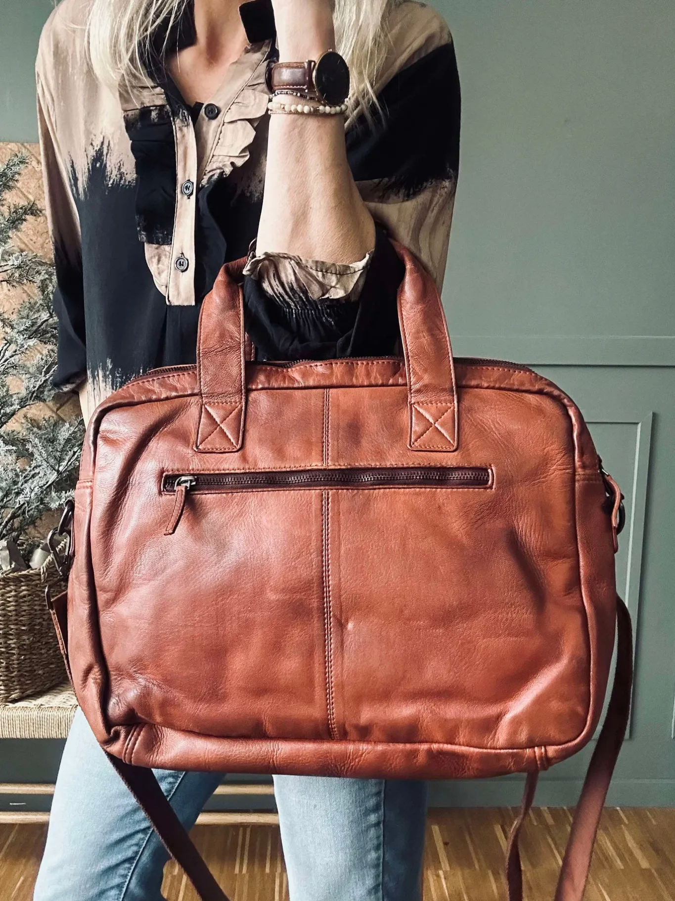 VIAMAJA Computertasker|Læder Tasker<Arbejdstaske - Cognac Cow leather