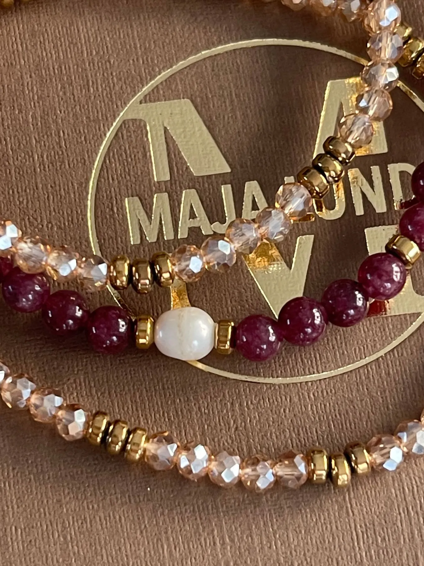 VIAMAJA Armbånd<Armbånd Leah Bordeaux/Natur – Sæt med 3 stk