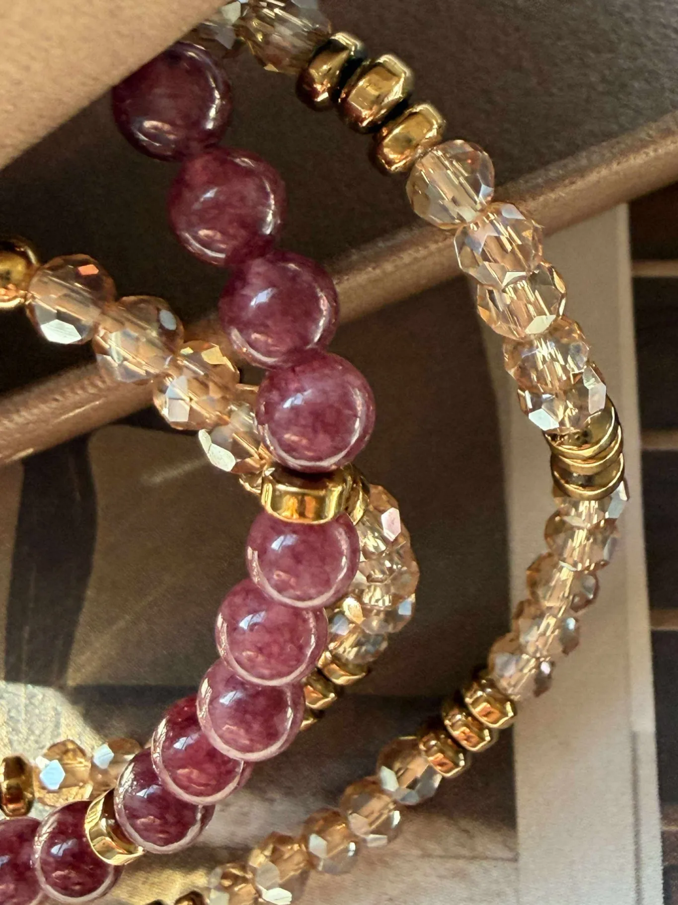 VIAMAJA Armbånd<Armbånd Leah Bordeaux/Natur – Sæt med 3 stk