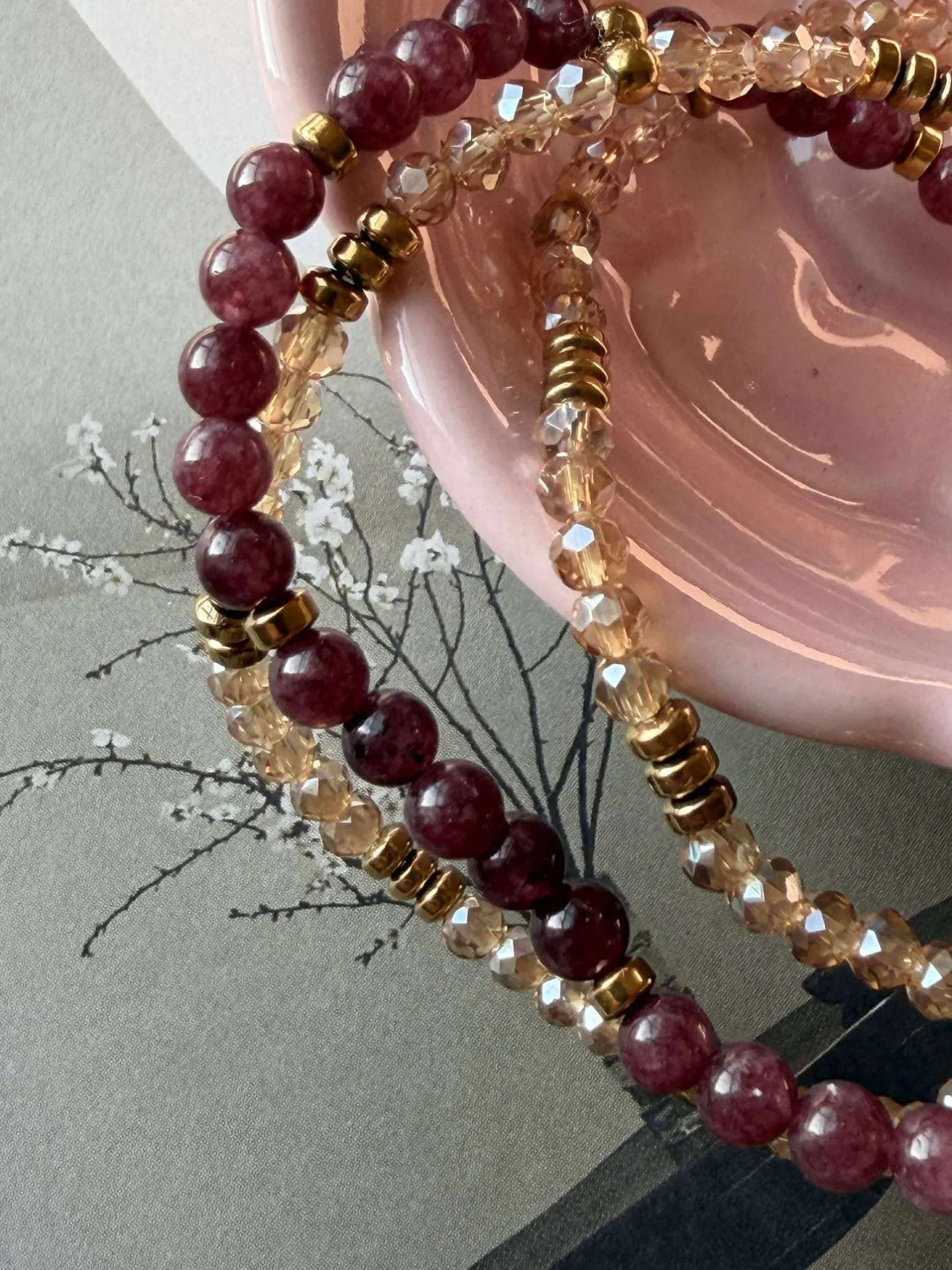 VIAMAJA Armbånd<Armbånd Leah Bordeaux/Natur – Sæt med 3 stk