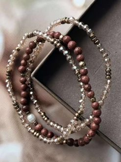 VIAMAJA Armbånd<Armbånd Leah Natur/Cognac – Sæt med 3 stk