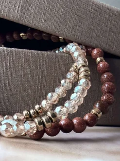VIAMAJA Armbånd<Armbånd Leah Natur/Cognac – Sæt med 3 stk