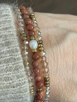 VIAMAJA Armbånd<Armbånd Leah Natur/Cognac – Sæt med 3 stk
