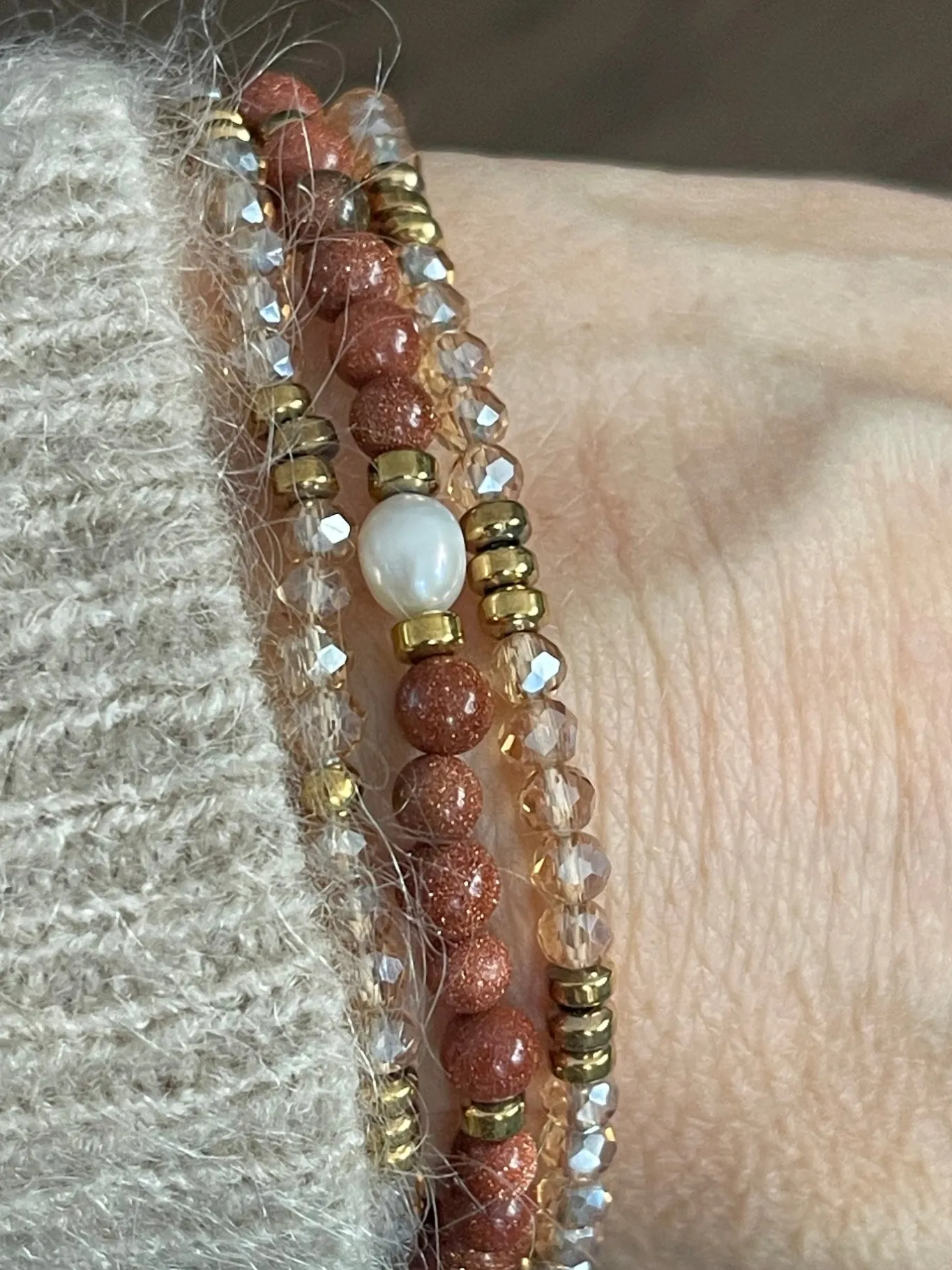 VIAMAJA Armbånd<Armbånd Leah Natur/Cognac – Sæt med 3 stk