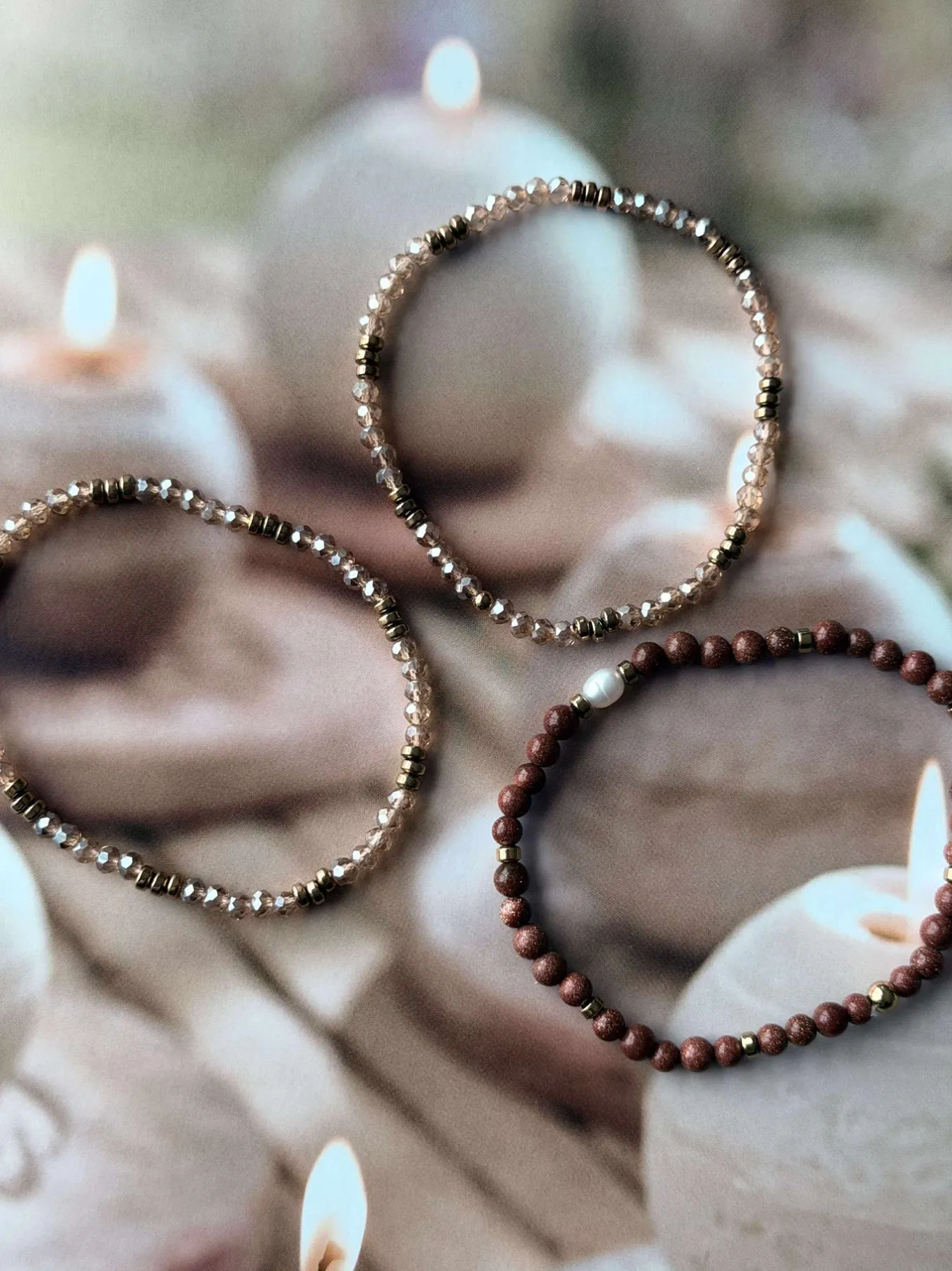 VIAMAJA Armbånd<Armbånd Leah Natur/Cognac – Sæt med 3 stk
