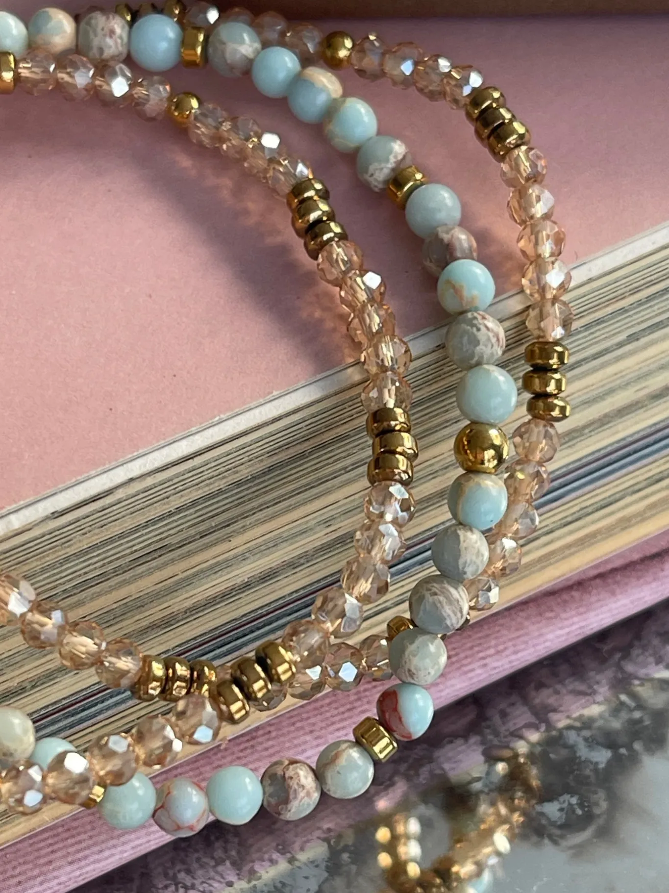VIAMAJA Armbånd<Armbånd Leah Sea Breeze/Natur – Sæt med 3 stk