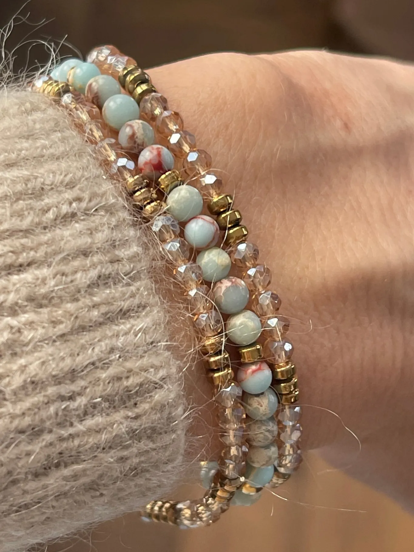 VIAMAJA Armbånd<Armbånd Leah Sea Breeze/Natur – Sæt med 3 stk