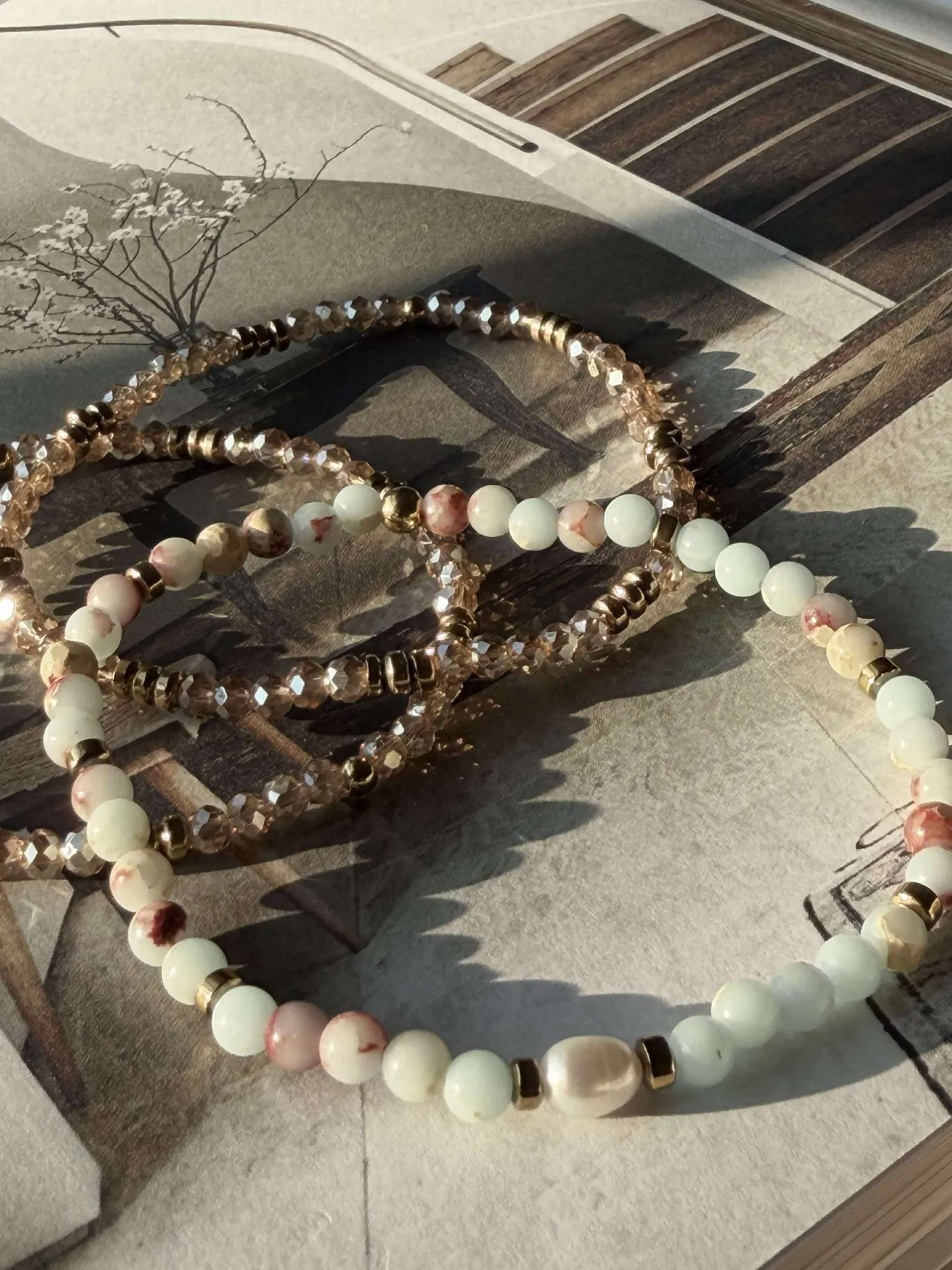 VIAMAJA Armbånd<Armbånd Leah Sea Breeze/Natur – Sæt med 3 stk