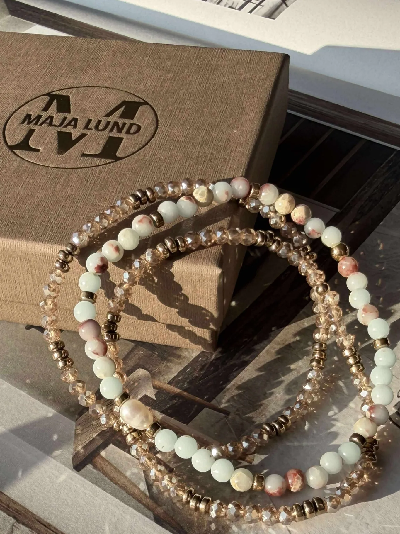 VIAMAJA Armbånd<Armbånd Leah Sea Breeze/Natur – Sæt med 3 stk