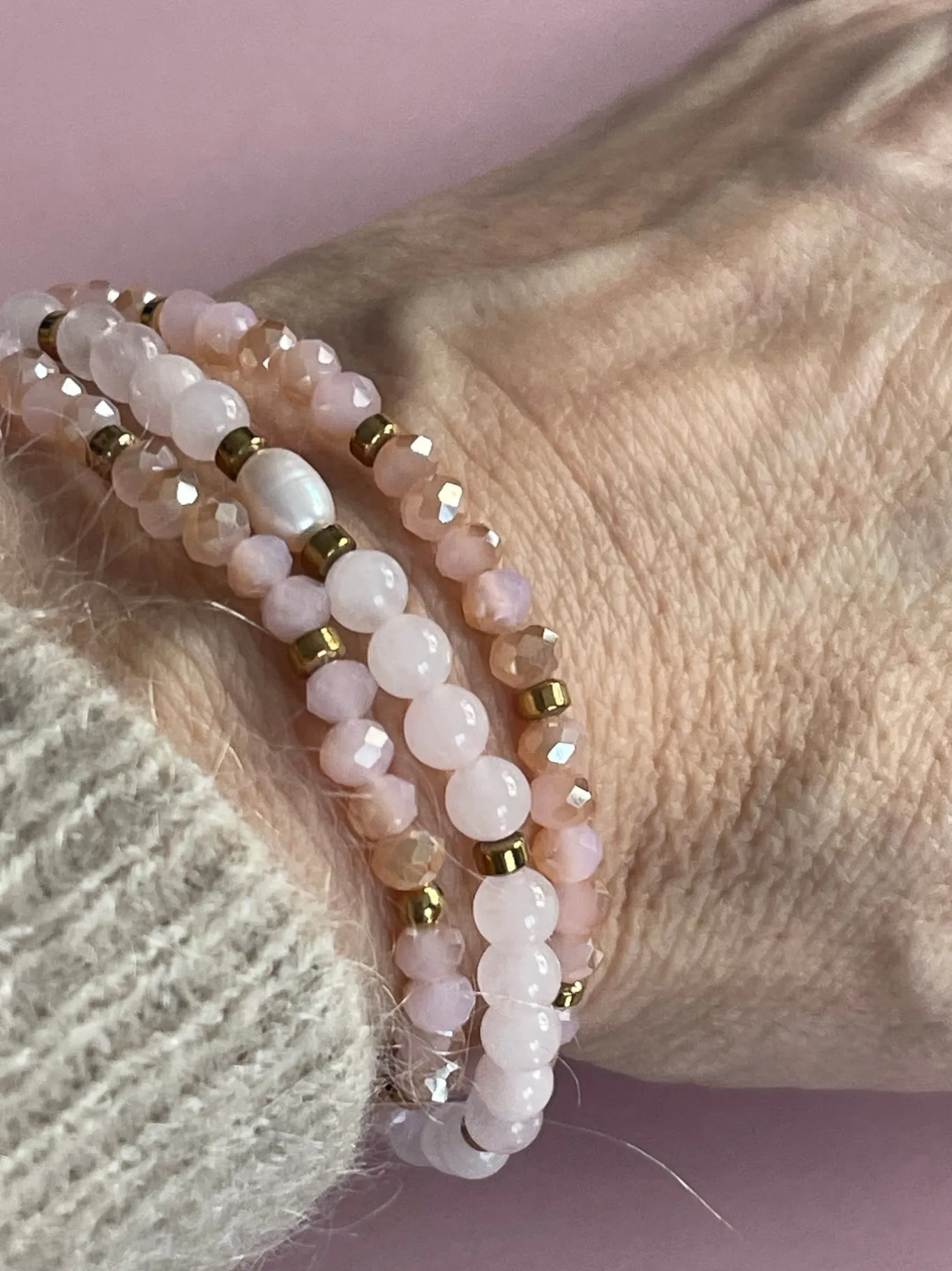 VIAMAJA Armbånd<Armbånd Leah Soft Rose – Sæt med 3 stk
