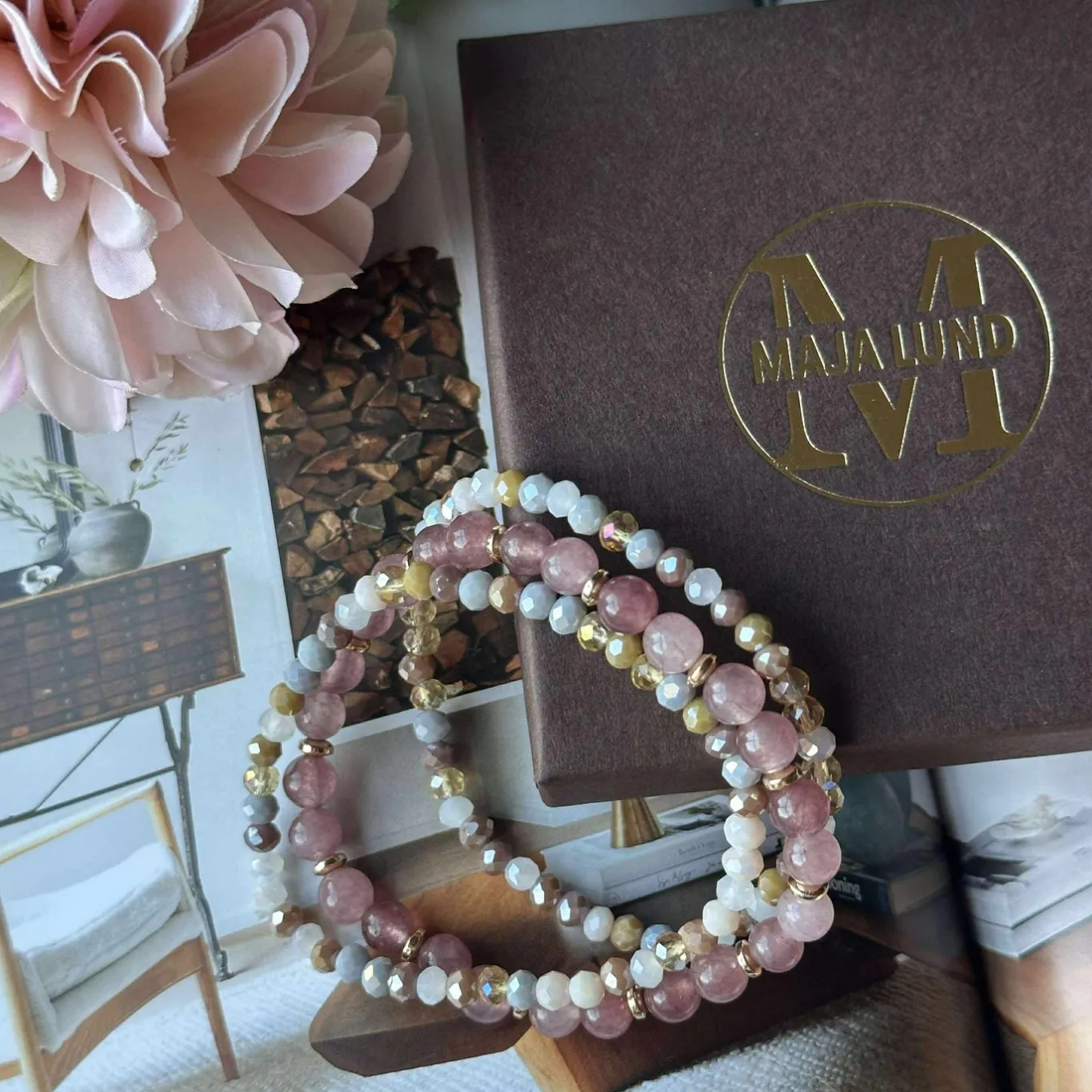 VIAMAJA Armbånd<Armbånd Luna Vintage Rose – Sæt med 3 stk