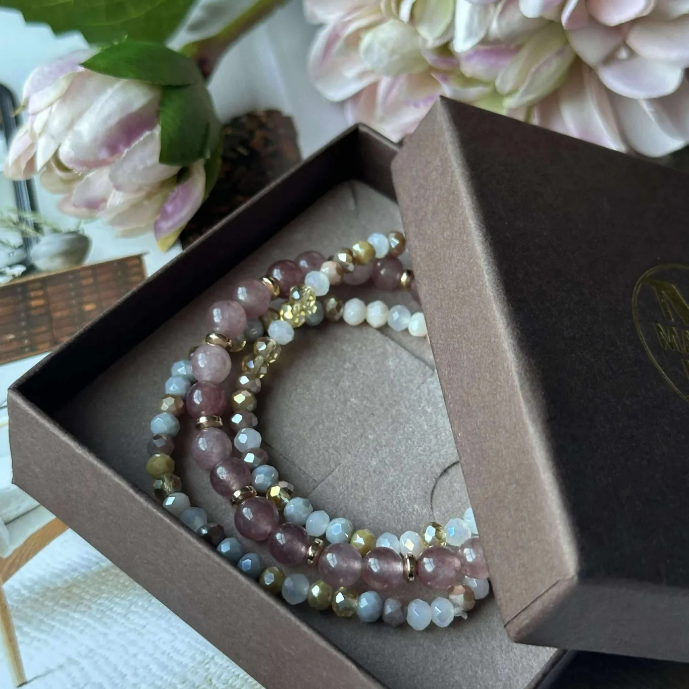 VIAMAJA Armbånd<Armbånd Luna Vintage Rose – Sæt med 3 stk