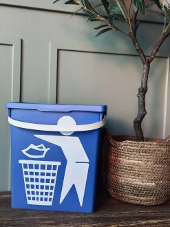 VIAMAJA Skraldespande|Køkken Opbevaring<BIO Spand med låg 12 liter - BLÅ