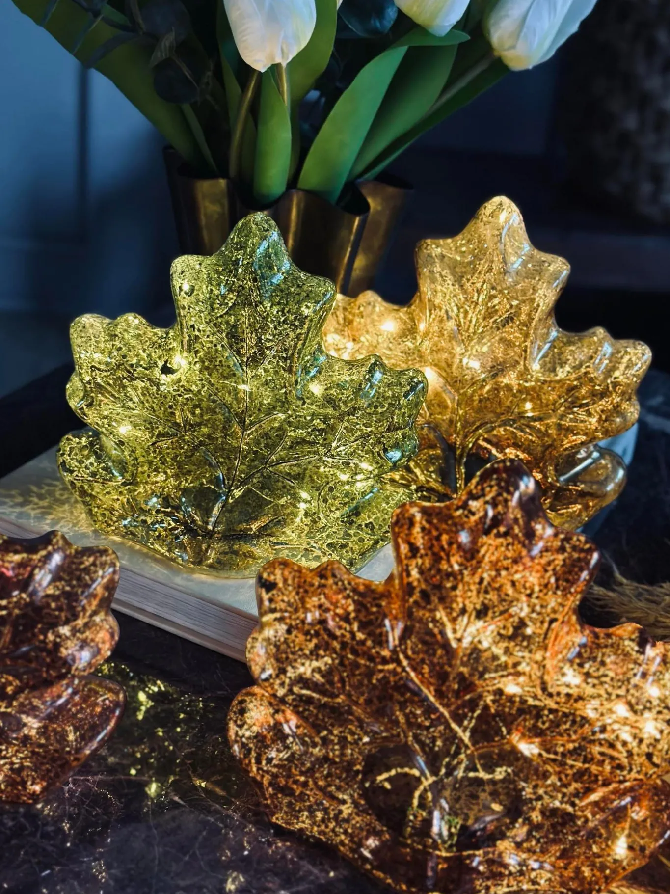 VIAMAJA Lamper|Mushroom Lamper<Blad med led lys og timer - Flere farver