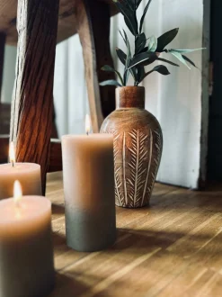 VIAMAJA Stearinlys|Stearinlys<Bloklys – Rustik taupe