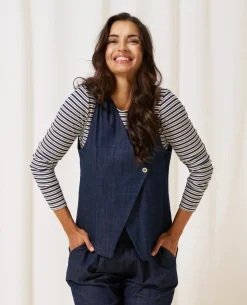 VIAMAJA Bluser<Bluse Christel strib - Navy / Creme