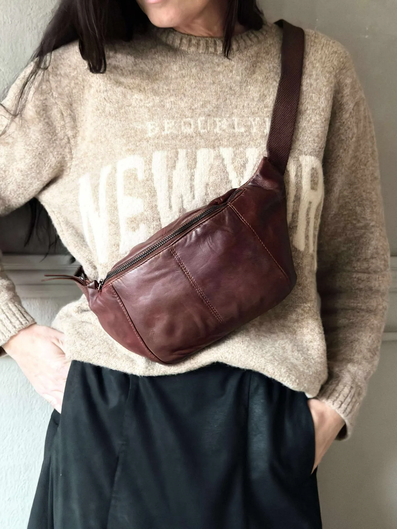 VIAMAJA Bæltetasker|Læder Tasker<Bumbag JUNE - New Dark cognac