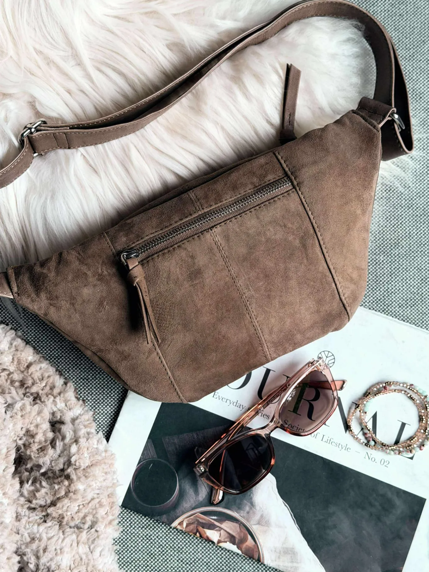 VIAMAJA Bæltetasker|Læder Tasker<Bumbag JUNE Ruskind - Nude brown