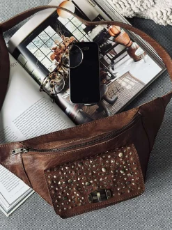 VIAMAJA Bæltetasker|Restparti<Bumbag med nitter - Cognac