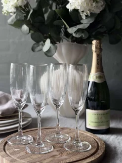 VIAMAJA Krus, Kopper Og Glas|Alt Til Vin<Champagneglas Rillet med guld kant - 4 stk.