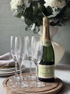 VIAMAJA Krus, Kopper Og Glas|Alt Til Vin<Champagneglas Rillet med guld kant - 4 stk.