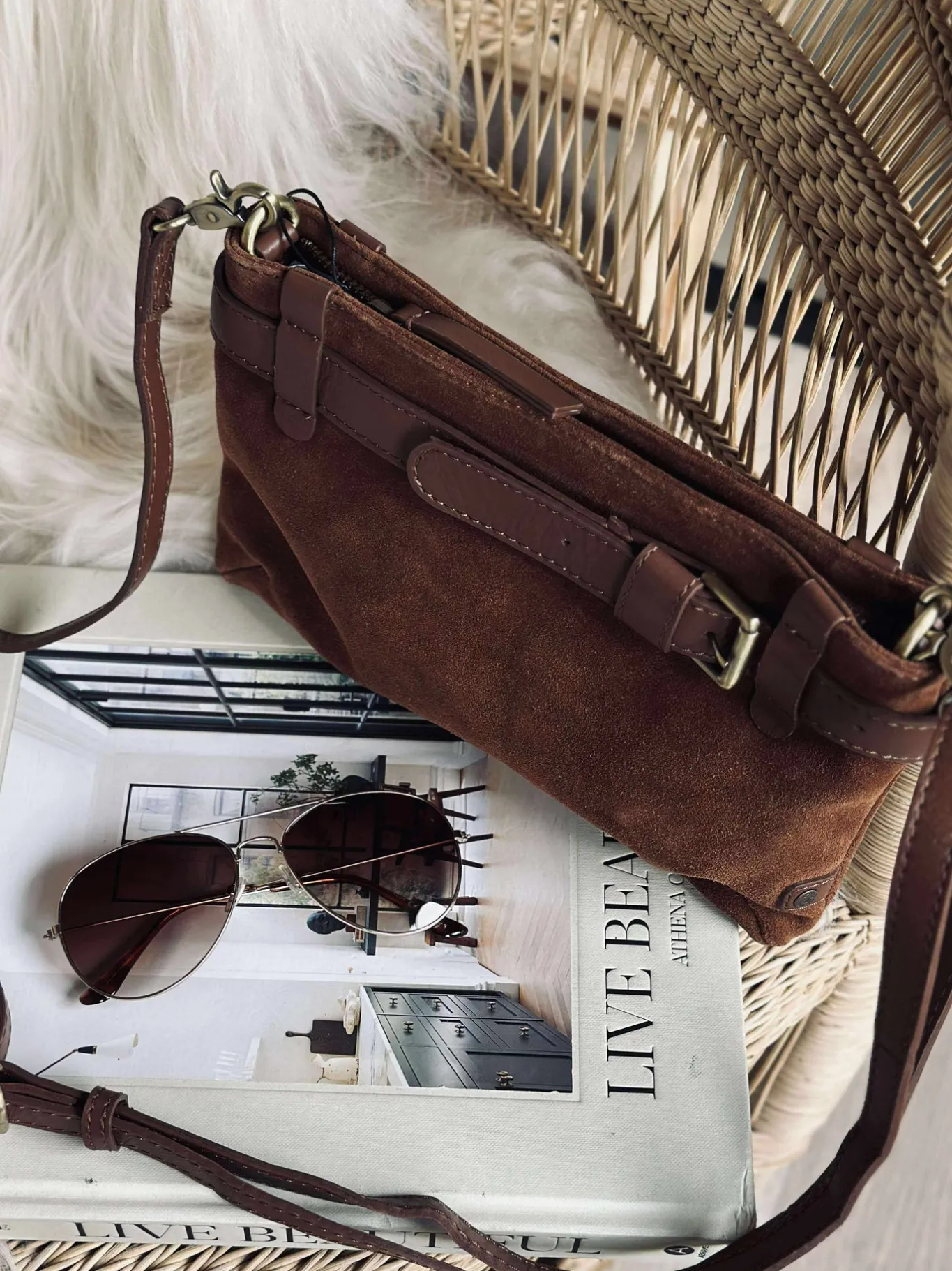 VIAMAJA Clutch<Clutch ruskind - Cognac