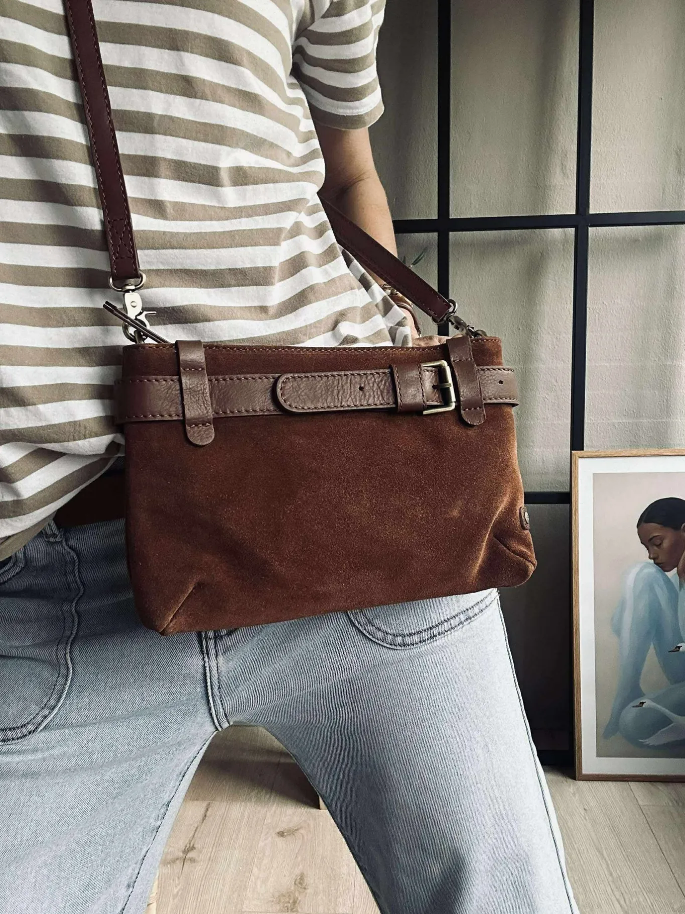 VIAMAJA Clutch<Clutch ruskind - Cognac