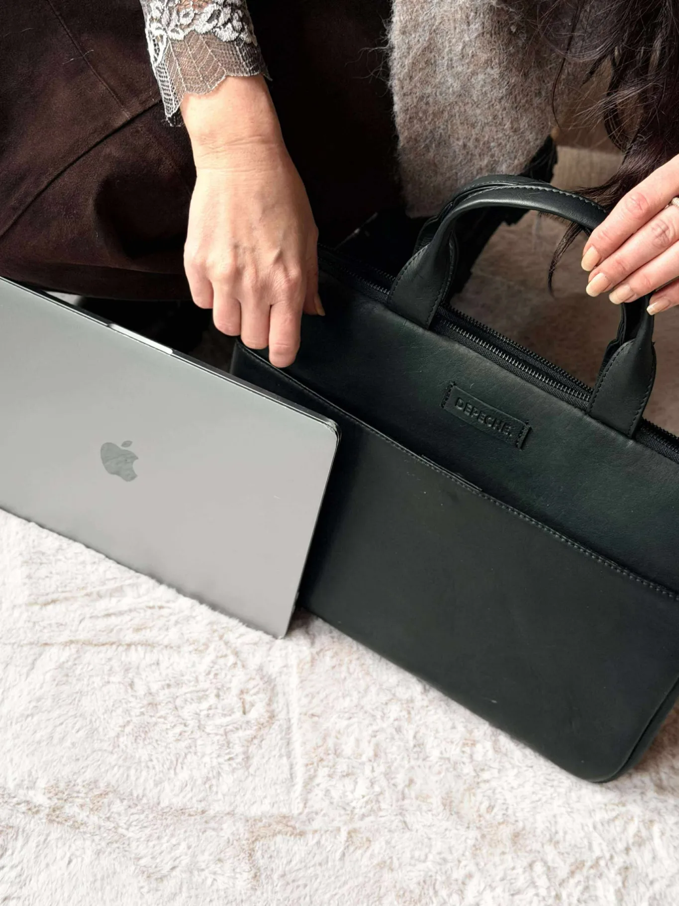 VIAMAJA Computertasker|Læder Tasker<Computercover med håndtag og frontlomme