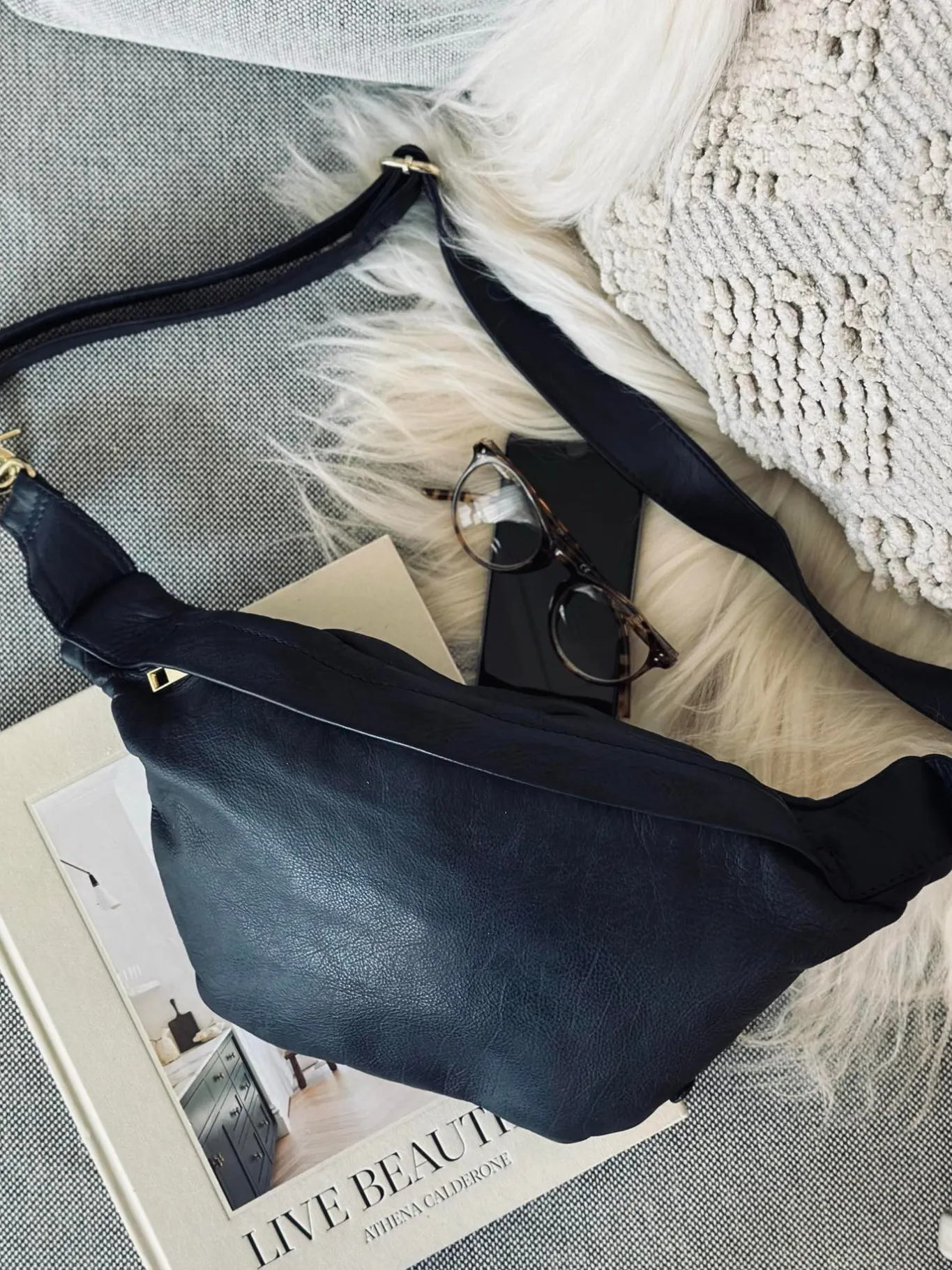 VIAMAJA Bæltetasker|Læder Tasker<Cool Buffy Bumbag i smørblødt læder - Midnight Blue