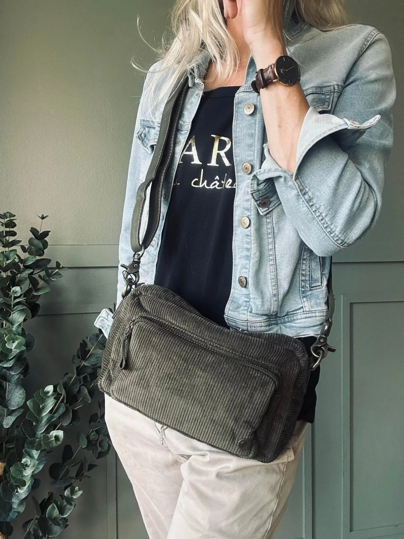 VIAMAJA Cross Body<Crossbody Army fløjl