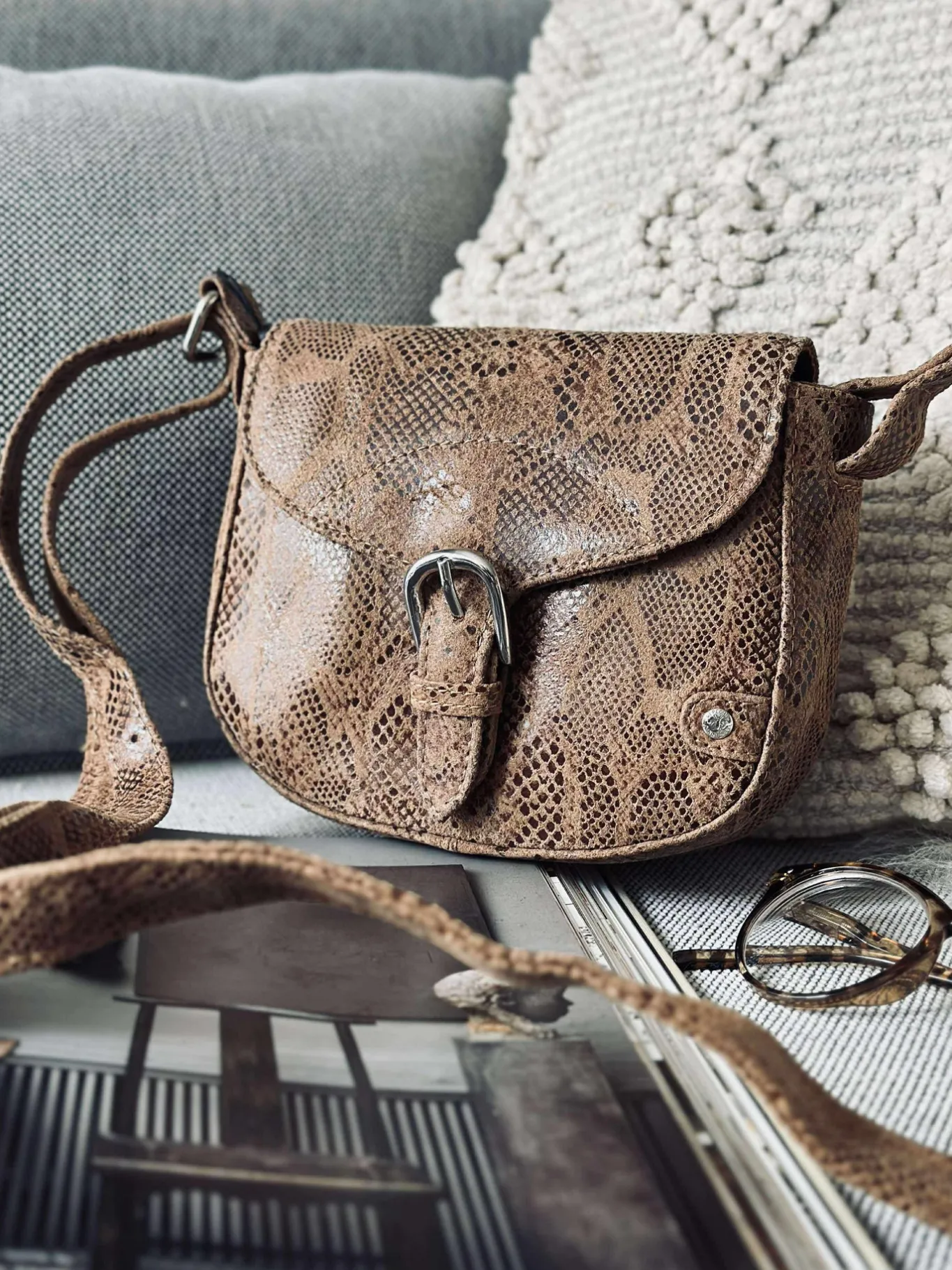 VIAMAJA Cross Body|Læder Tasker<Crossbody Aura Snake - Camel