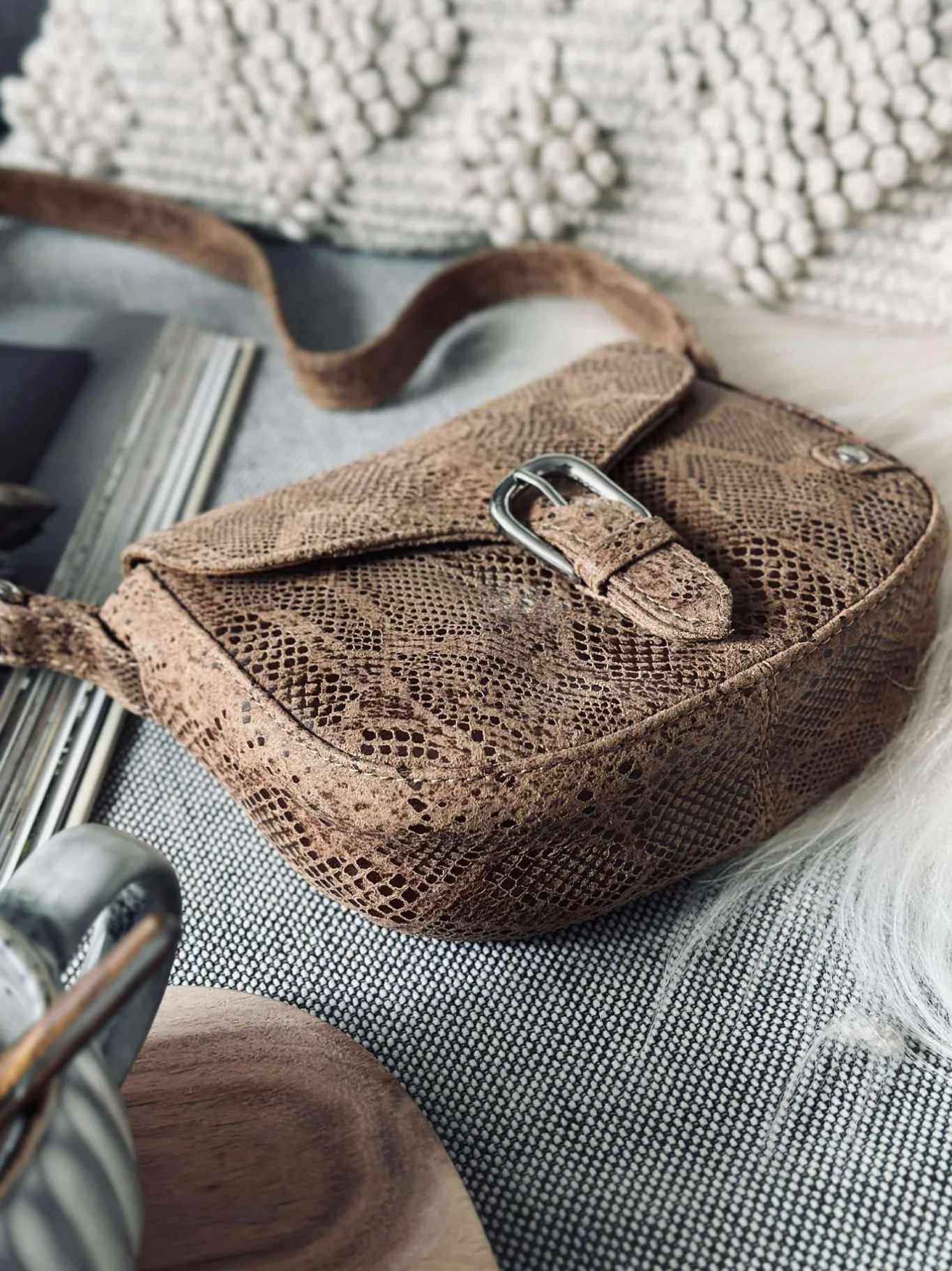 VIAMAJA Cross Body|Læder Tasker<Crossbody Aura Snake - Camel