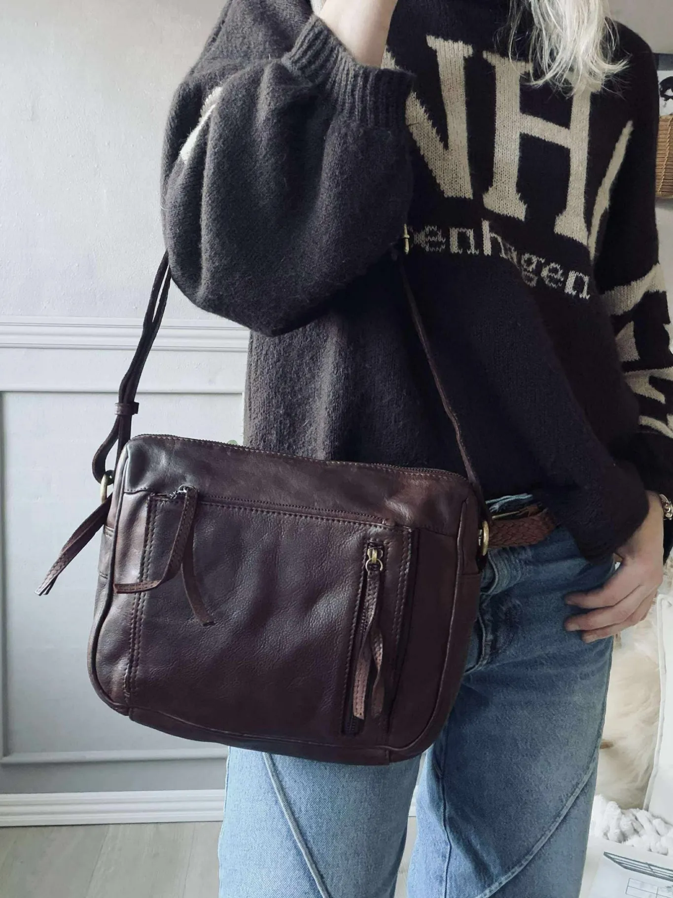 VIAMAJA Cross Body|Læder Tasker<Crossbody Raw Boheme Big – Brown