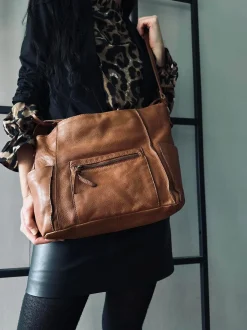 VIAMAJA Cross Body|Læder Tasker<Crossbody Raw Boheme XL – Cognac