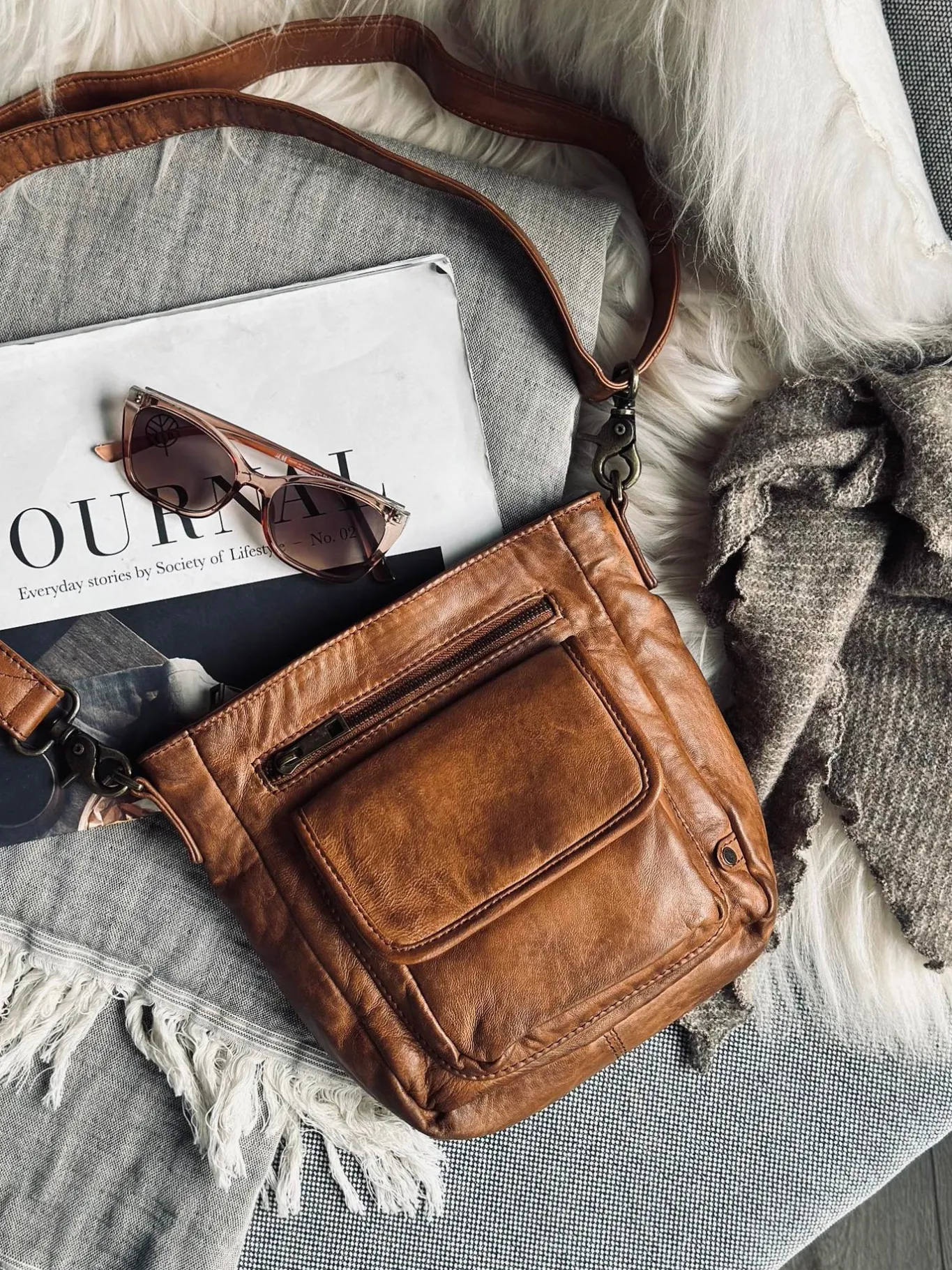 VIAMAJA Cross Body|Skuldertasker<Crossover Lady Cognac