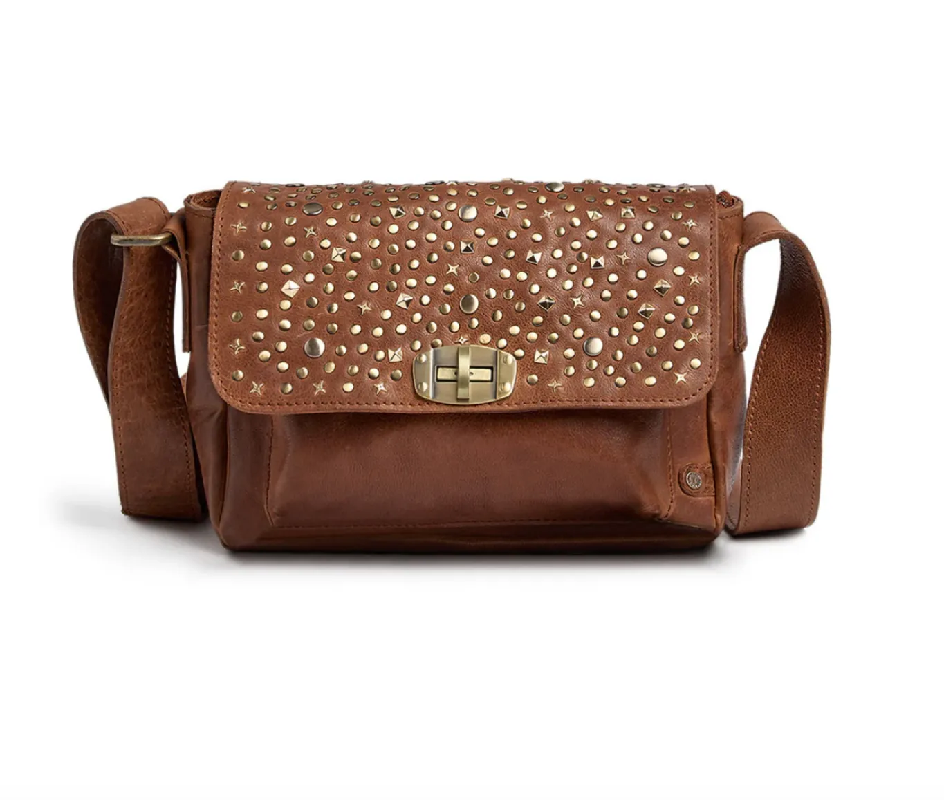 VIAMAJA Cross Body|Læder Tasker<Crossover med nitter - Cognac