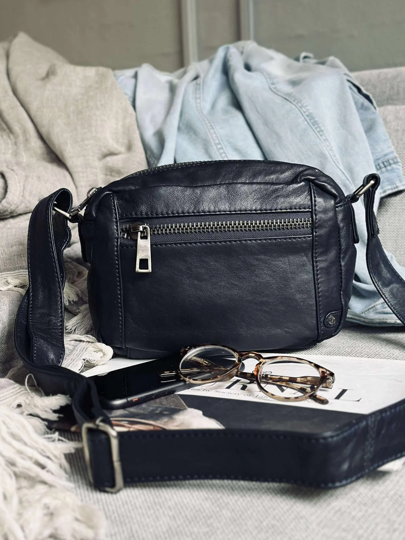 VIAMAJA Cross Body|Læder Tasker<Crossover Micha - Navy