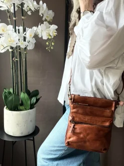 VIAMAJA Cross Body|Skuldertasker<Crossover Raw Dark Cognac