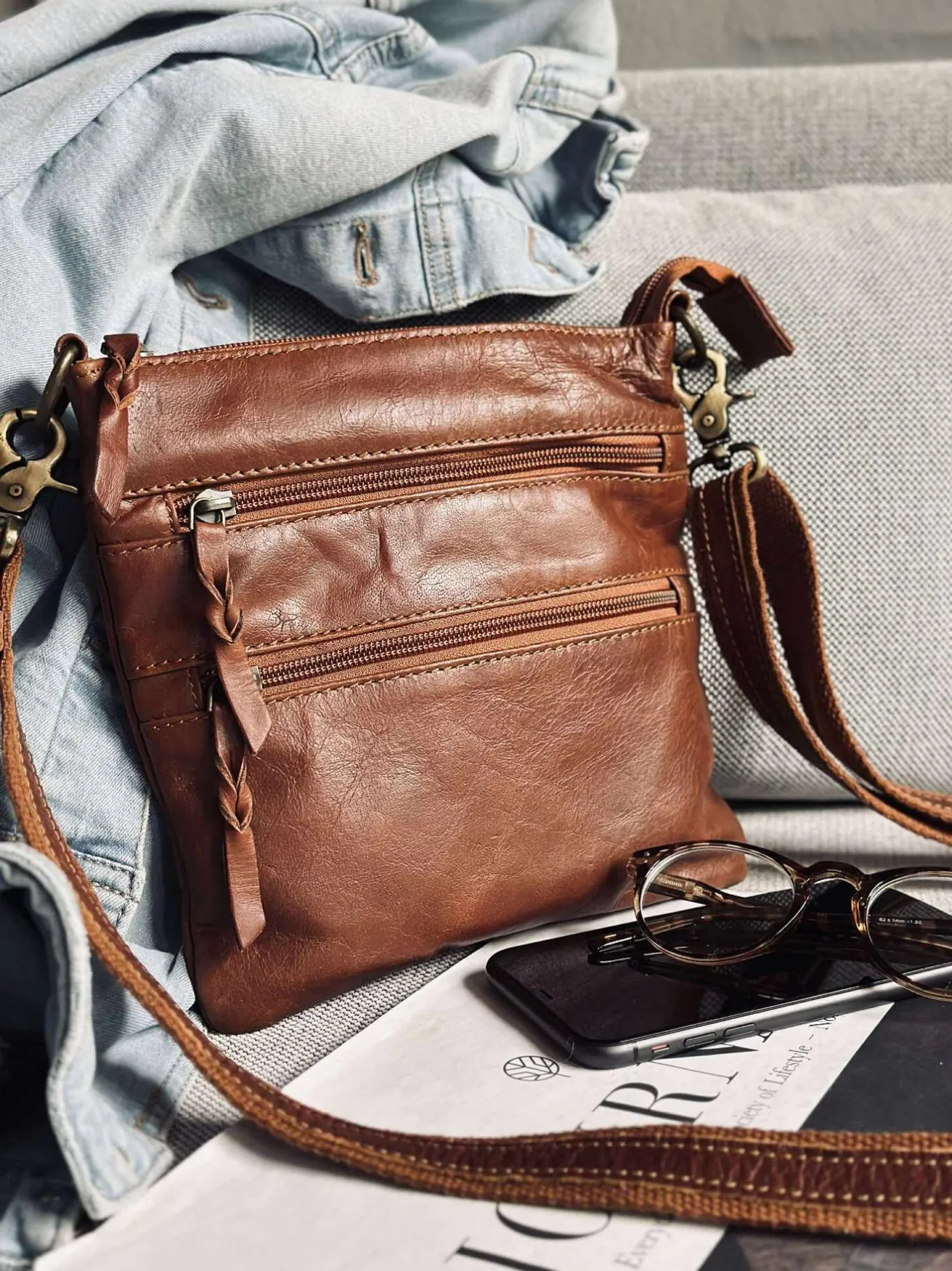 VIAMAJA Cross Body|Læder Tasker<Crossover Regina Cognac
