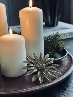 VIAMAJA Duge Og Mundservietter|Jul<Deco blomster med glimmer - 4 stk