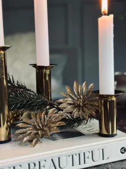 VIAMAJA Duge Og Mundservietter|Jul<Deco blomster med glimmer - 4 stk