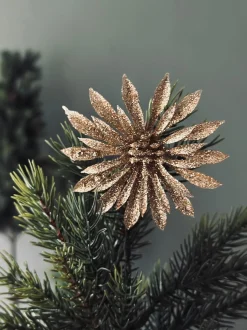 VIAMAJA Duge Og Mundservietter|Jul<Deco blomster med glimmer - 4 stk