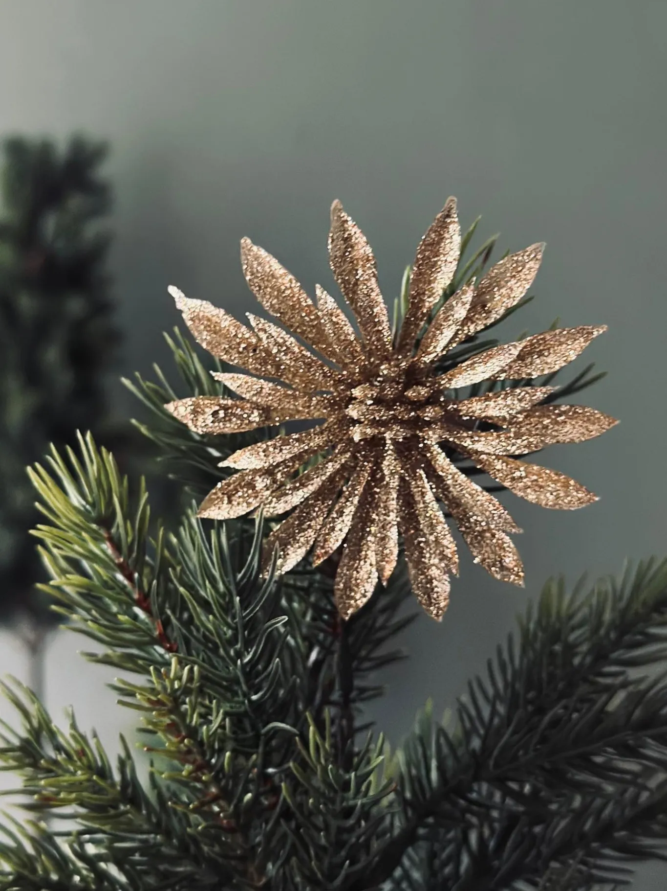VIAMAJA Duge Og Mundservietter|Jul<Deco blomster med glimmer - 4 stk