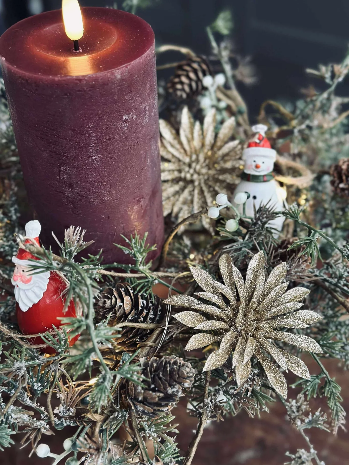 VIAMAJA Duge Og Mundservietter|Jul<Deco blomster med glimmer - 4 stk