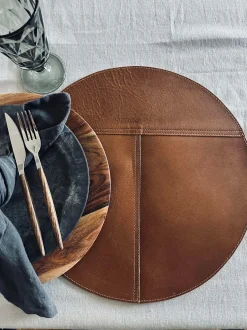 VIAMAJA Dækkeservietter<Dækkeserviet læder - Cognac dia 38