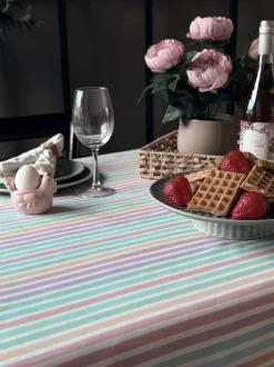 VIAMAJA Duge Og Mundservietter<Dug - Pastel strib