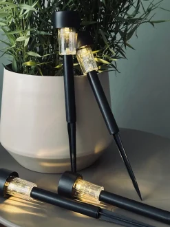 VIAMAJA Udendørs Led|Led Solceller<Fakkel Effekt Black – Sæt med 4 stk