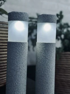 VIAMAJA Udendørs Led|Led Solceller<Fakkel med solceller Stone look – Sæt med 2 stk