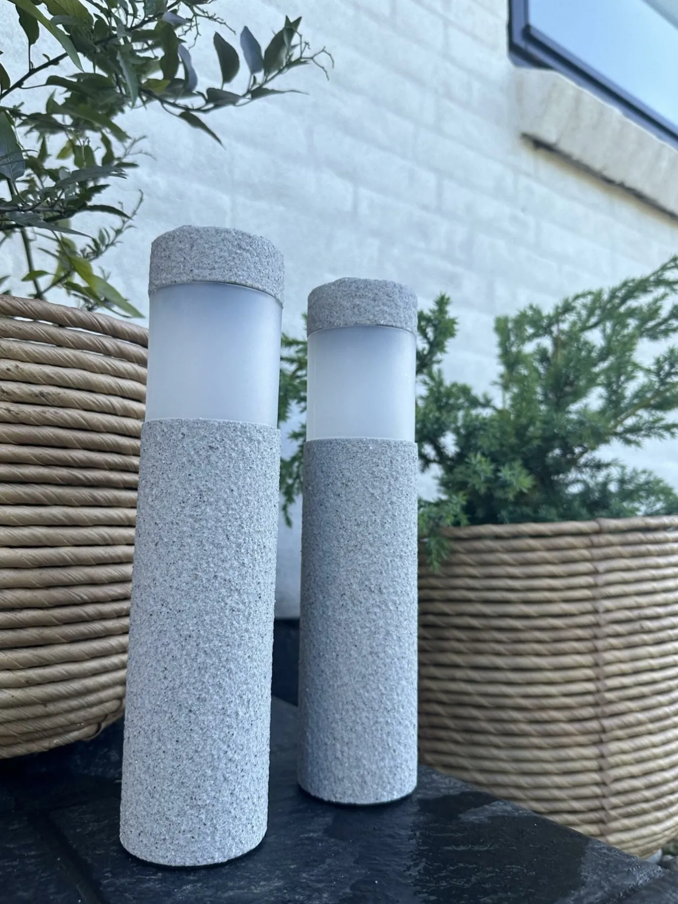 VIAMAJA Udendørs Led|Led Solceller<Fakkel med solceller Stone look – Sæt med 2 stk